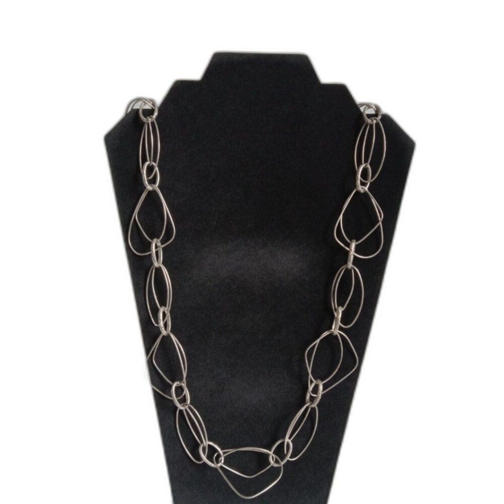 Premier Designs Vintage Silver Splash Metal Geometric Links Long Length Necklace